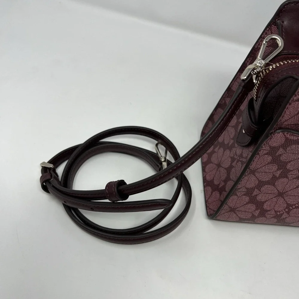 Kate Spade Flower Small Crossbody Bag Satchel Madison Granache Merlot Berry Tote